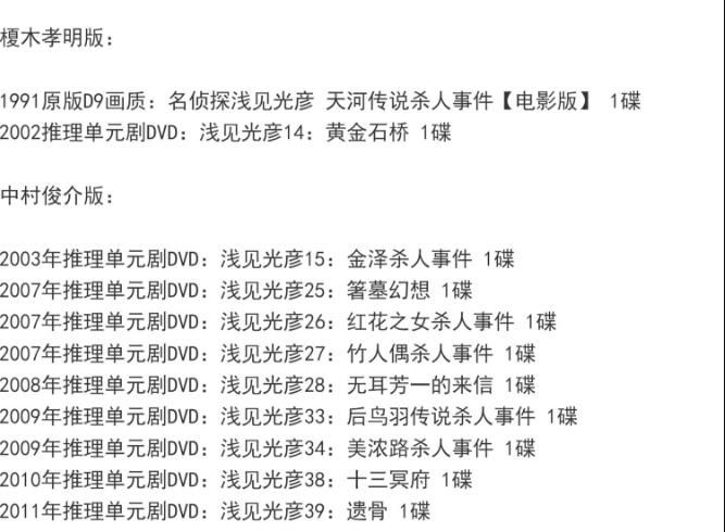 新推理DVD:名偵探淺見光彥系列30部 五代主演【內田康夫】31碟 新推理DVD:名偵探淺見光彥系列30部 五代主演【內田康夫】31碟