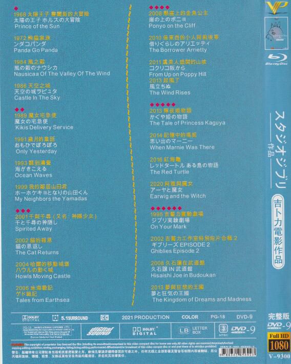 動畫 吉卜力電影作品全集 DVD 國語/日語 宮崎駿/吉蔔力 高清 全新 盒裝 6碟 動畫 吉卜力電影作品全集 DVD 國語/日語 宮崎駿/吉蔔力 高清 全新 盒裝 6碟