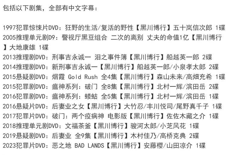 新日本推理劇DVD:推理作家:黑川博行 12部電視劇+電影合集 16碟 新日本推理劇DVD:推理作家:黑川博行 12部電視劇+電影合集 16碟