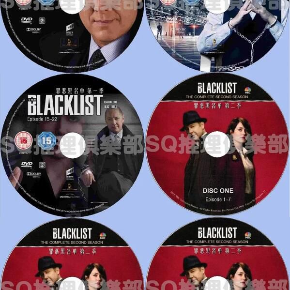 美劇DVD：罪惡黑名單/黑名單/諜海黑名單1-8季+衍生篇 救贖 第一季 25碟 