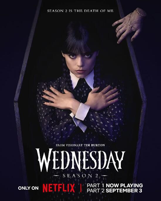 2025高分美劇 星期三/Wednesday 第二季 /《亞當斯一家》真人衍生劇 英語中字 盒裝2碟