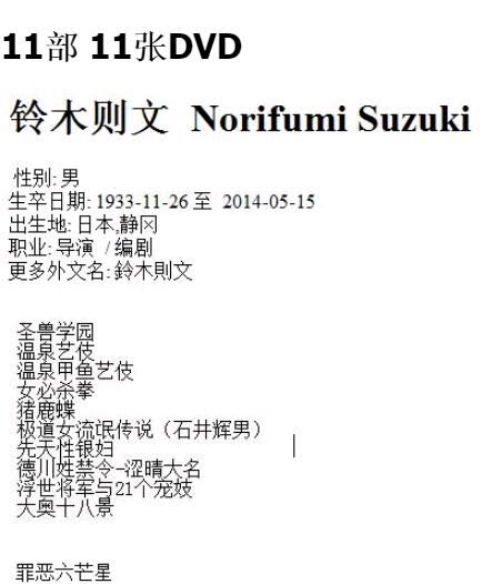 鈴木則文 電影作品集 中文字幕 11DVD盒裝 鈴木則文 電影作品集 中文字幕 11DVD盒裝