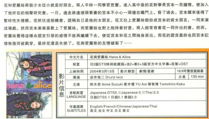 電影:花與愛麗絲/花與愛麗詩 巖井俊二 倉井優 電影:花與愛麗絲/花與愛麗詩 巖井俊二 倉井優