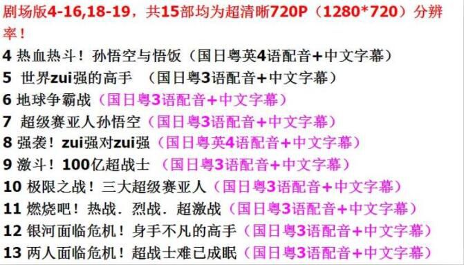 動畫片《七龍珠DVD》全清晰508全集+劇場版漫畫國語/粵語/日語 18碟(僅限電腦播放) 動畫片《七龍珠DVD》全清晰508全集+劇場版漫畫國語/粵語/日語 18碟(僅限電腦播放)
